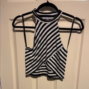 Forever 21 Asymmetrical Black and White Crop Tank